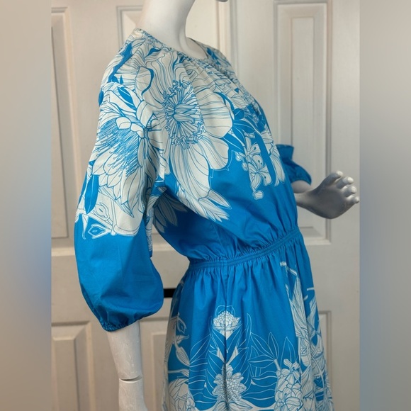 MARY KATRANTZOU Blue and White Floral Midi Dress - Picture 15 of 16